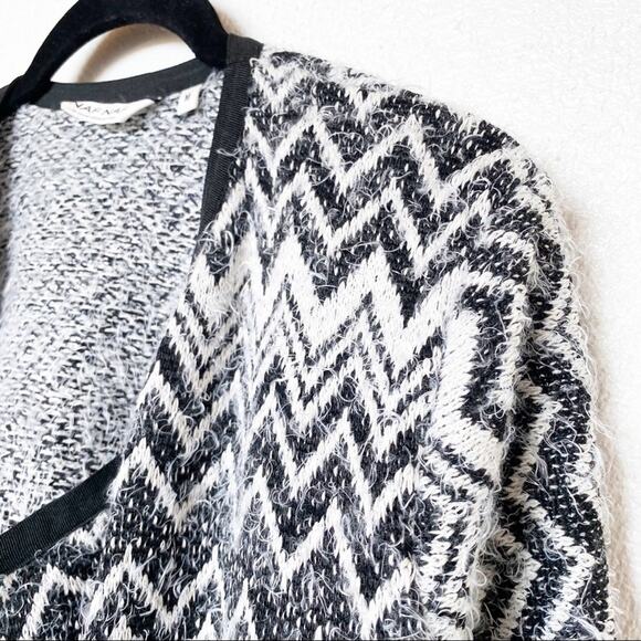 NAF NAF Chevron Longline Open Cardigan Sweater Size Medium - Picture 3 of 8
